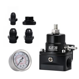 LokoCar Fuel Pressure Regulator AN8 Feed & AN6 Return Line + 0-160PSI Gauge Set