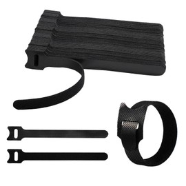 CableGeeker 60 PCS Reusable Cable Ties (6 Inch) - Adjustable Hook and Loop Cord Straps, Wire Organizer for Home, Office, Electronics - Black