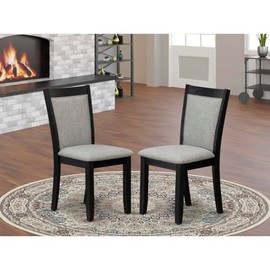 HomeStock Mid Century Dining Chairs Set of 2 - Linen Fabric Seat, Black Finish Modern Chairs