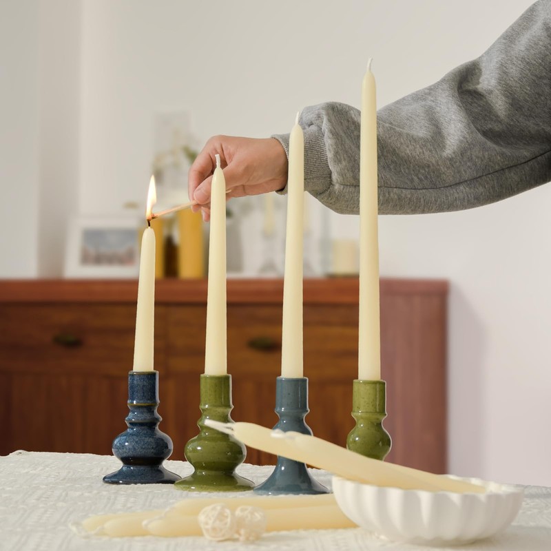 6 inch Short Natural White Beeswax Candles Set of 12,