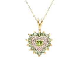 Ivy Gems 9ct Yellow Gold Peridot & 0.015ct Diamond Heart Pendant with 46cm Chain