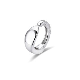 FH.bird Ear Cuff, Women's, 925 Silver, Hypoallergenic, High-grade Zirconia, Hoop Earrings, Easy to Use, For One Ear, Stylish, Unisex, Silver, Cubic Zirconia