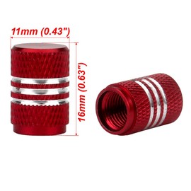 SENZEAL 5x Silver Around Dust Caps Aluminum Alloy Custom Universal Tyre Valve Covers Red