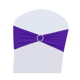 50PCS Wedding Chair Decorations Stretch Chair Bows and Sashes for Party Ceremony Reception Banquet Spandex Chair Covers slipcovers (50, Purple)