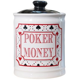 Poker Jar, Cottage Creek Poker Money Piggy Bank, Candy Jar with Lid, Las Vegas Coin Bank, Casino Theme Party Decorations, Poker Gifts, Casino Gifts