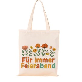 Retirement Gift Woman, Retirement Gift Women, Pensioner Gift Woman with Floral Pattern, Practical Cotton Bag for Retirement, Farewell Gift, Colleague for Retirement Entry Size 38 x 42 cm