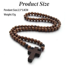 Holding Wooden Cross With Catholic Rosary Natrual Olive Wood Cross in Natural Linen Pouch Mini Holding Cross for Prayer Meditation Religious Christian Gifts or Necklace Decoration Men & Women 65cm