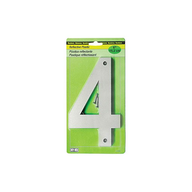 Hy-Ko 6” Classic Reflective Plastic House Number, Modern Raised Numbers
