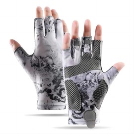 Bsdurable Sun Gloves UPF 50+ Fishing Gloves, Fingerless Sun Protection UV Protection Fishing Gloves Men/Women for Kayaking, Hiking, Paddling, Driving (Grey, X-Large) (Medium), X-Large