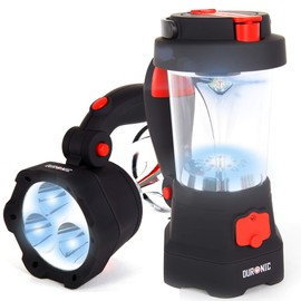 Duronic Hurricane Campinglampe | Camping Laterne wiederaufladbar mit Handkurbel oder USB | 3 Leuchtmodi | Notfallleuchte | LED Zeltlampe mit USB | Mit Griff und Haken | 300mAh Akku | Taschenlampe