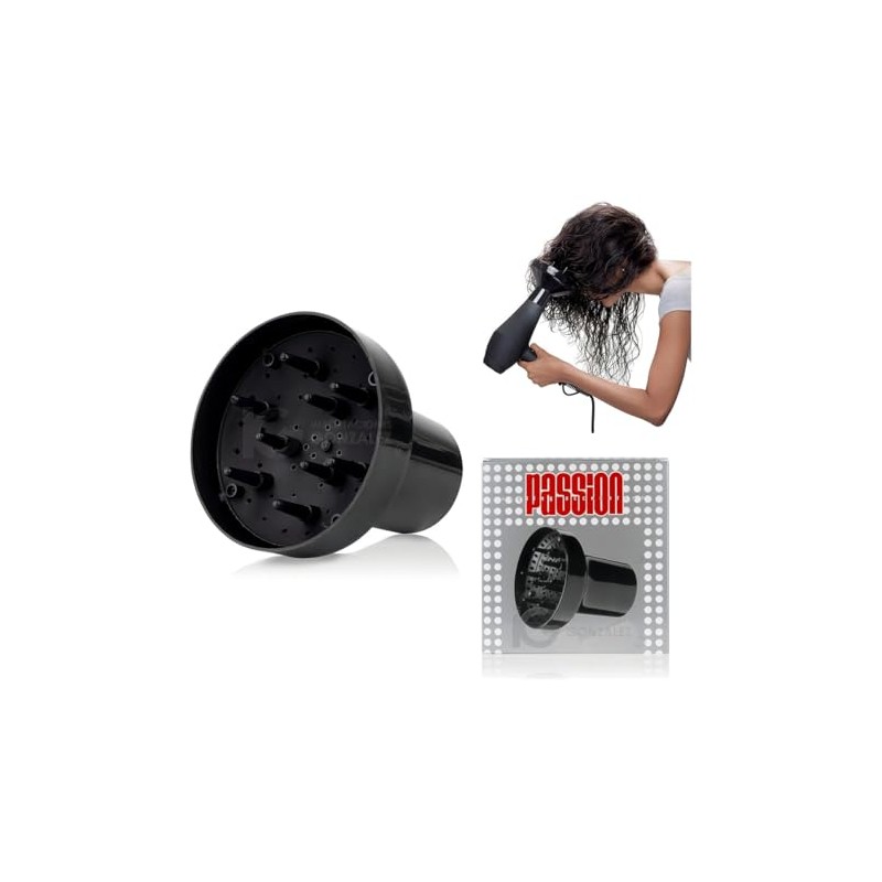 Passion Difusor Universal Para Secadora Antifrizz Rizos Volumen, mediano Negro