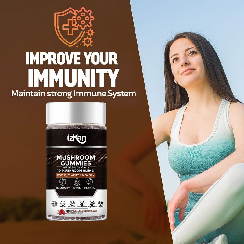 Mushroom Gummies Supplement 3000mg - 9 Mushrooms Gummies with Ashwagandha