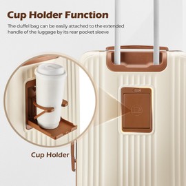 CASELLY Luggage Set 3 Piece Luggage with PC+ABS Hardshell TSA Lock Spinner Wheels Carry on Lightweight Suitcase,Cup Holder,YKK Zippers (Black, 5 piece sets(20/24/28/DB/TB))