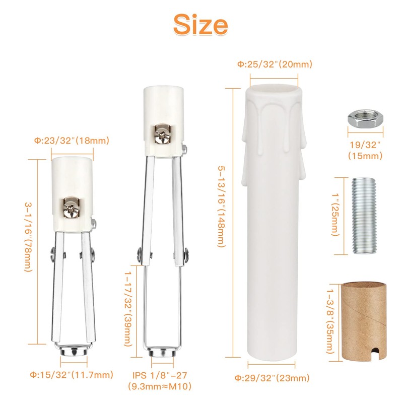 Helunsi 6 Set E12 Adjustable Candelabra Socket, Chandelier Fixture Sockets