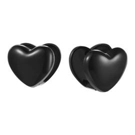 Aroncent Women's Heart Earrings: Black Classic Heart Shape Elegant Stainless Steel Stud Earrings Elegant Earrings for Women, Stainless Steel, No Gemstone
