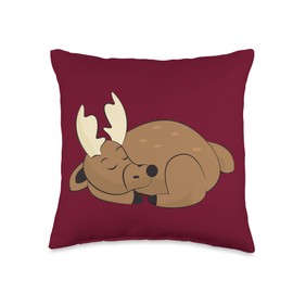Kaisi Drawing, Snooze, Snooze, Dream Sleep, Dream Pajamas, Children's Snooze Light, Moose Sleep Throw Pillow, 16x16, Multicolor