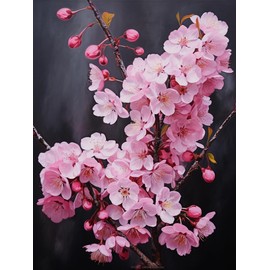 Arte de diamantes japoneses de flor de cerezo 5D para adultos, kit de pintura de arte de diamante para decoración de lona, 30 x 40 cm