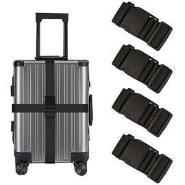 4 Pieces Luggage Straps, Heavy Duty with Quick-Release Buckle Suitcase Safe Belt Suitcase Strap, Luggage Strap, Luggage Belt Strap, Luggage Straps, Suitcase Belt Strap (Black)