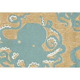 Liora Manne 1432/04 OCTOPUS AQUA Frontporch Indoor/Outdoor Rug, 1'8" x 2'6"