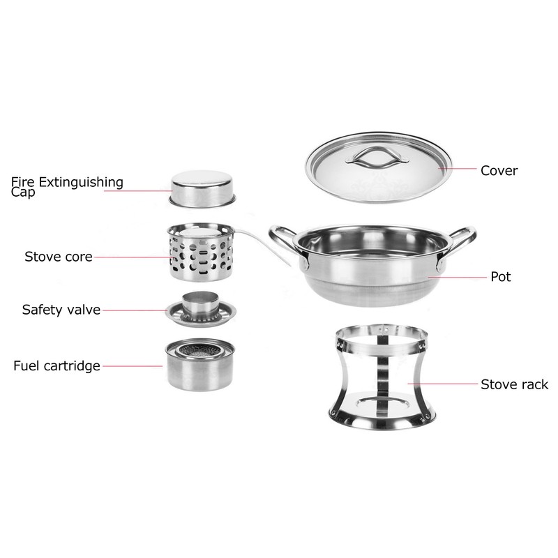 Stainless Steel Hot Pot Stove Outdoor Camping Hot Pot Stove