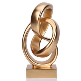 DOVDOV Abstract Gold Knot Statue, Geometric Knot Decor, Gold Decor on Shelf Bookshelf countertop for Living Room Coffee Table Office Coffee Table entryway entryway Desktop Decorative Ornament.