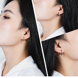 Deelfel Women's Earrings, Black, Mobius, Hoop Ring, Twist, 925 Silver, Hypoallergenic, Gift, Anniversary, Birthday, Gift, Stylish Jewelry, Sterling Silver, No Gemstone