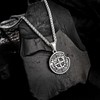 Crafted Compass Coin Necklace with Wheat Chain for Men, Mens