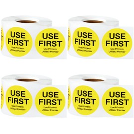 Epakh 2000 Pcs Use First Stickers Food Service 1.5 Inch Inventory Control Labels for Restaurant Permanent Adhesive Food Circle Dot Label Paper (Yellow)