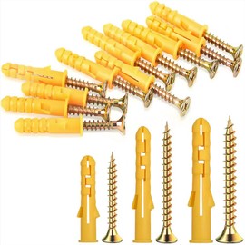 110 Pcs Screws and Wall Plugs Set, Plasterboard Over Blockwork Wall Plugs & Screws, Masonry Brick Concrete Wall Fixings Self Drilling Screws and Wall Plugs Anchor Bolts, For Drilling,Mounting,TV