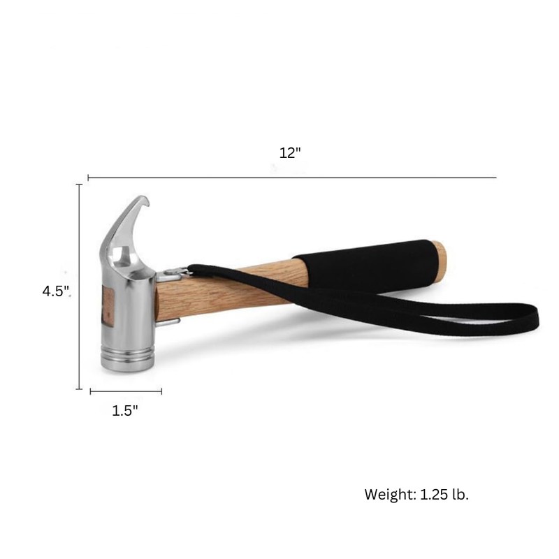 Camping Hammer for Tent Camping- High-Quality Steel & Solid Wood