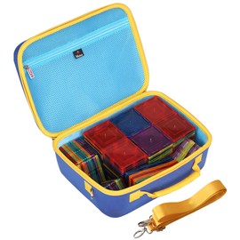 Mchoi Shockproof Carrying Case Fits for PicassoTiles/Playmags 100 Piece Set Magnet Building Tiles, EVA Portable Storage Case Shockproof, Blue