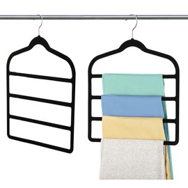 3 PACK Non-Slip Velvet Trouser Hangers, 4-Layer Trouser Hangers, Jeans Hangers, Clothes Hanger Closet Organizers Storage for Ties Belts Scarf Towel Pants