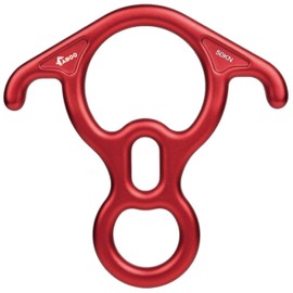TRIWONDER 50KN Rock Climbing Figure 8 Descender Rescue Belay Device Stop Descender and Carabiner Rock Rappelling Gear (Red)