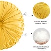 Hig Juego Almohadas Decorativas Redondas Plisadas Terciopelo Amarillo