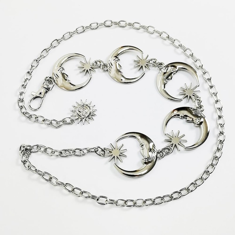 Weenkeey Moon Waist Chain Fashion Metal Chain Belt Adjustable Body
