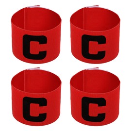 PATIKIL 11.8x2.8 Soccer Captain Armband, 4Pcs Nylon Elastic Protective Arm Badge for Youth Adult Team Training, Red