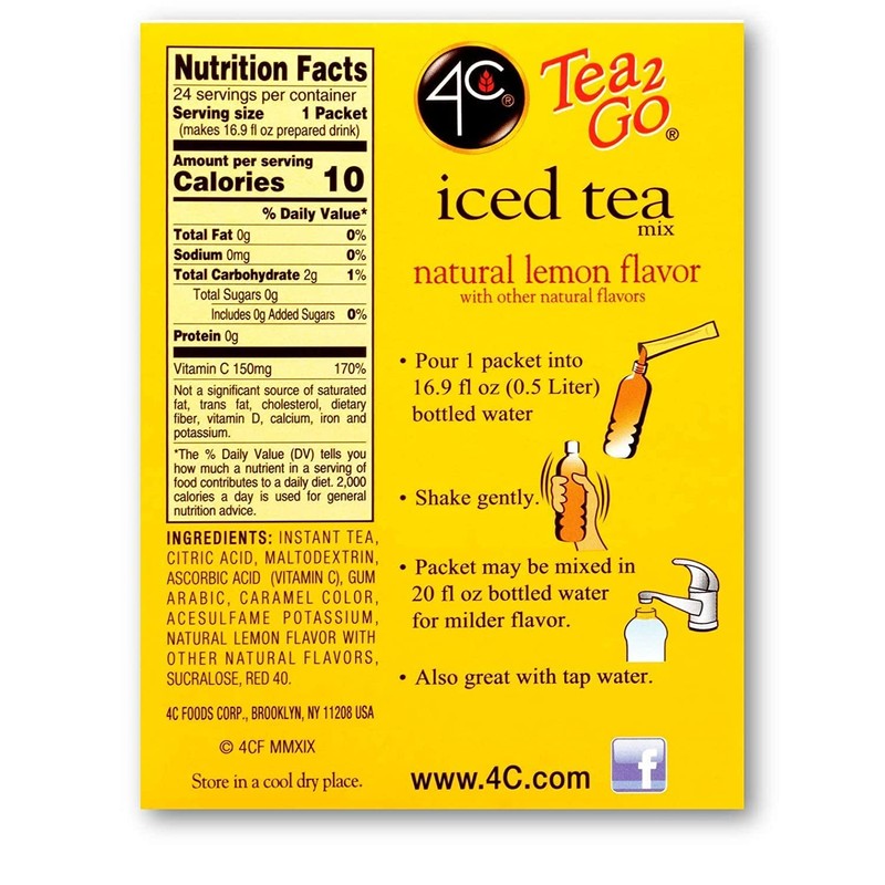 4C Powder Drink Mix Packets, Lemon Tea 1 Pack, 24