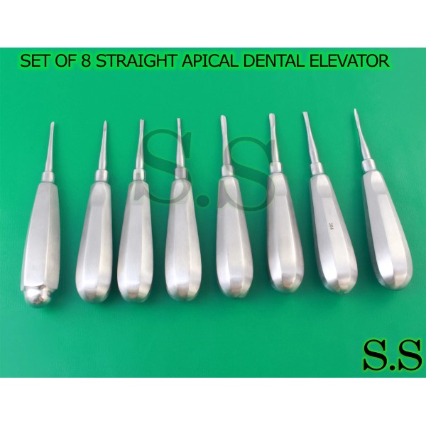 S.S SET OF 8 STRAIGHT APICAL DENTAL SURGERY EXTRACTING EXTRACTION