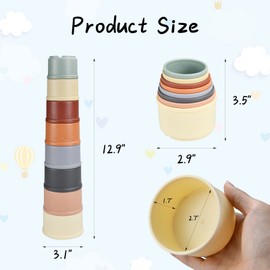 CooShou Colorful Multi-Sized Stackable Cup Toys for Bunny Rabbit Gradient Nesting Toys for Small Animals Foraging Playing