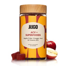 JUGO Apple Cider Vinegar + SUPERFOODS | ACV Gummies with Vitamin B12 & Acai | 40 Count Digestive Support Gummies | Plant-Based, Gelatin- Free, Non-GMO, Made in USA