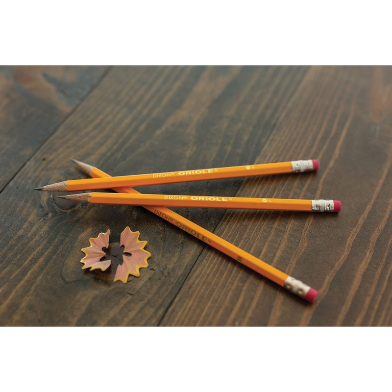 Dixon Oriole Woodcase Pencil, #2.5/F Medium Fine, Yellow Barrel, 12-Pack