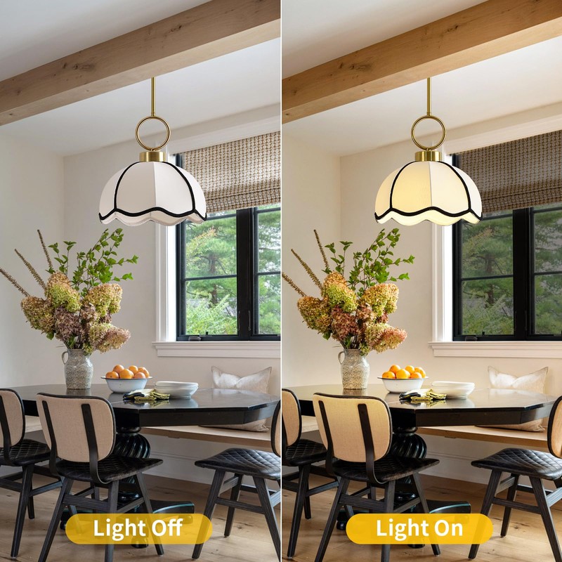 ZHENYANGLOW The 11-inch White Linen Chandelier and The Farmhouse Fan-Shaped