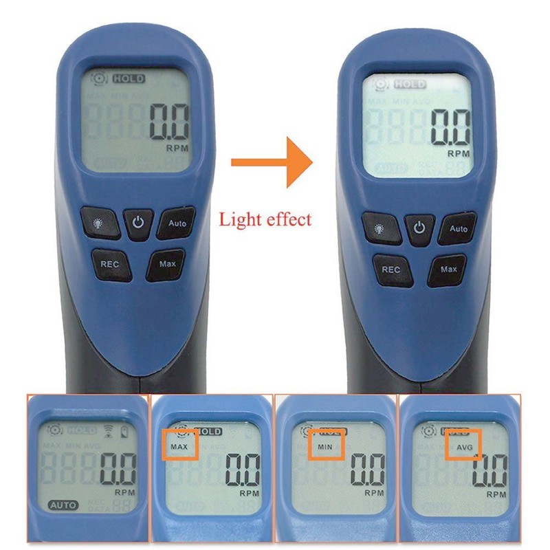 RGBS Digital Tachometer, Non-Contact Digital Tachometer for Automotive, 2.5-99999 RPM