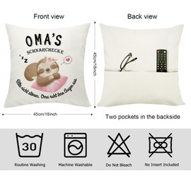 Yamonic Gifts for Grandma Mother's Day Gift Birthday Gift for Grandma Sloth Gift Sloth Cushion Cover 45 x 45 cm Gift for Mother's Day Grandmas Snoring Corner Gift Grandma Cushion Cover 2YDEFA Grandma