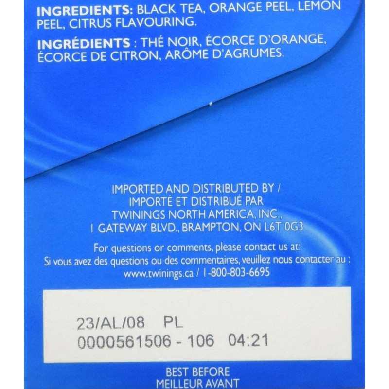 Twinings Lady Grey Individually Wrapped Teabags, Caffeinated, Refreshing Citrus Tea,