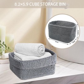 Small Storage Basket, Cotton Rope Storage Baskets, Cotton Rope Basket for Shelves, Small Storage Box Baskets for Gifts Empty, Organizer for Toy, Dog Toy, 21 x 13x 15cm