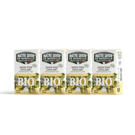 [Value Set of 4] Maitre Savon de Marseille Savon de Marseille Savon de Exfoliant Bio Lemon 3.5 oz (100 g), Bio Soap, Eco-Friendly