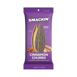 SMACKIN' Sunflower Seeds, Roasted Jumbo Small-Batch, American Made - Cinnamon Churro. 1.5oz bags (36 Pack)