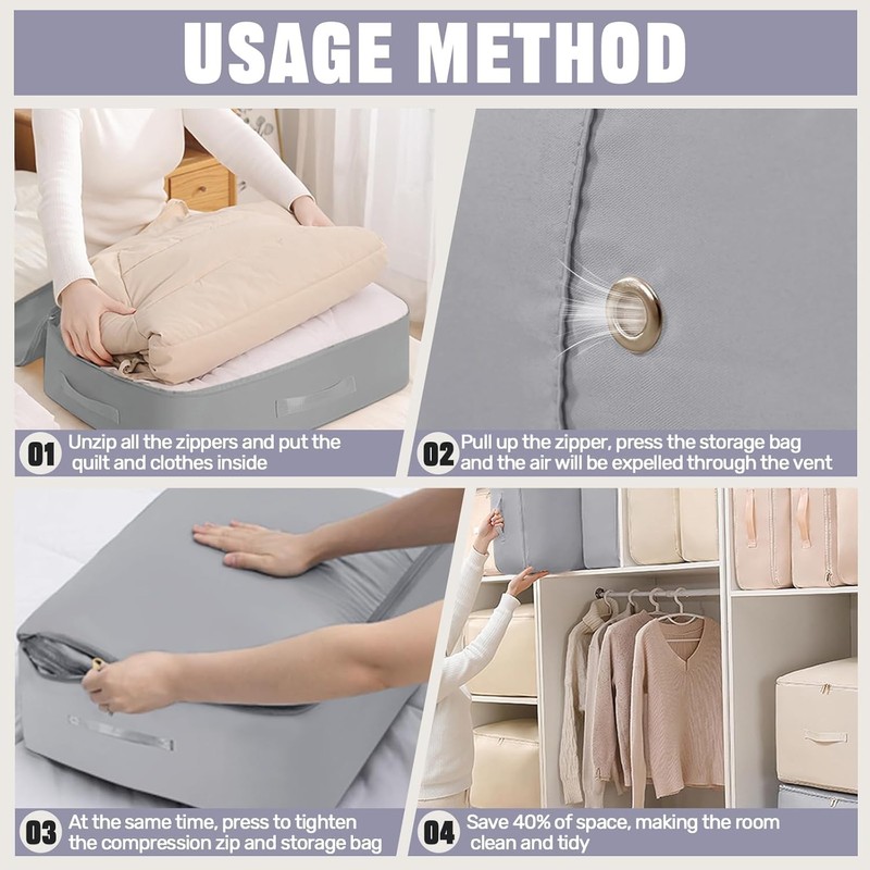 2-Pack Comforter Storage Bag - Large Capacity Blanket Storage Bags