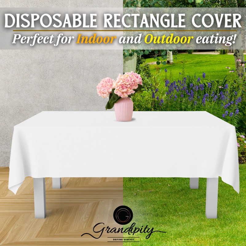 White 6 Pack Premium Disposable Plastic Tablecloth 54 Inch. x